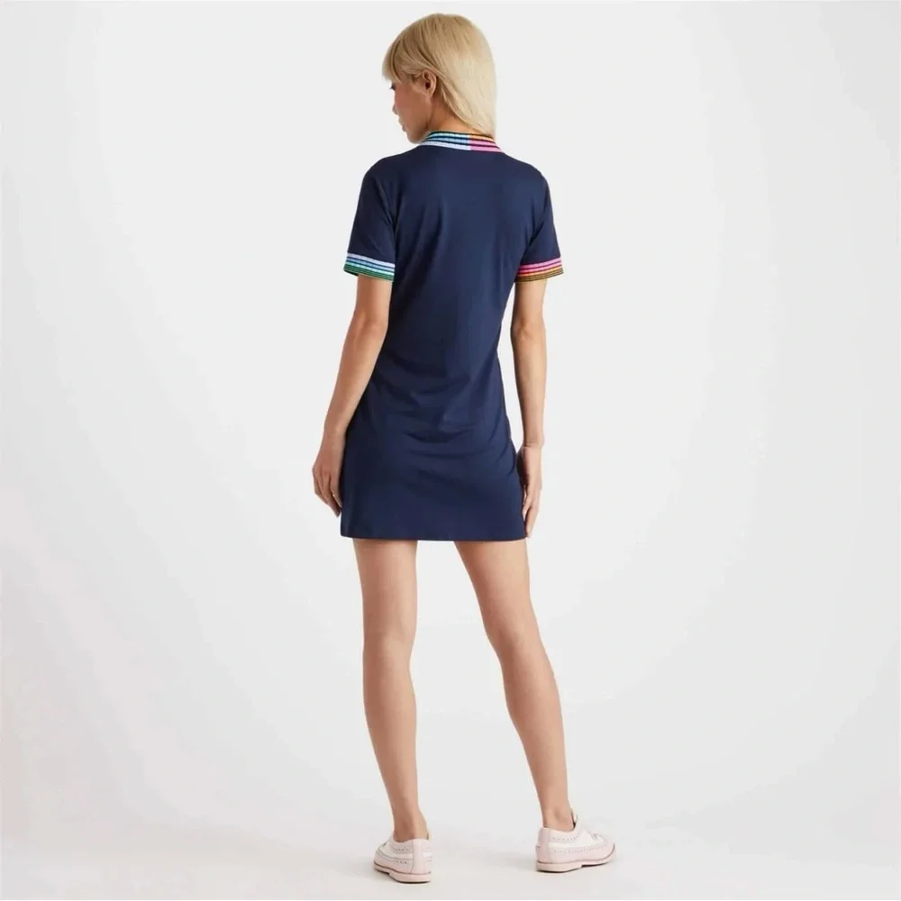 G/FORE Navy Mini Dress with Multicolor Stripes 423 - Picture 3 of 8